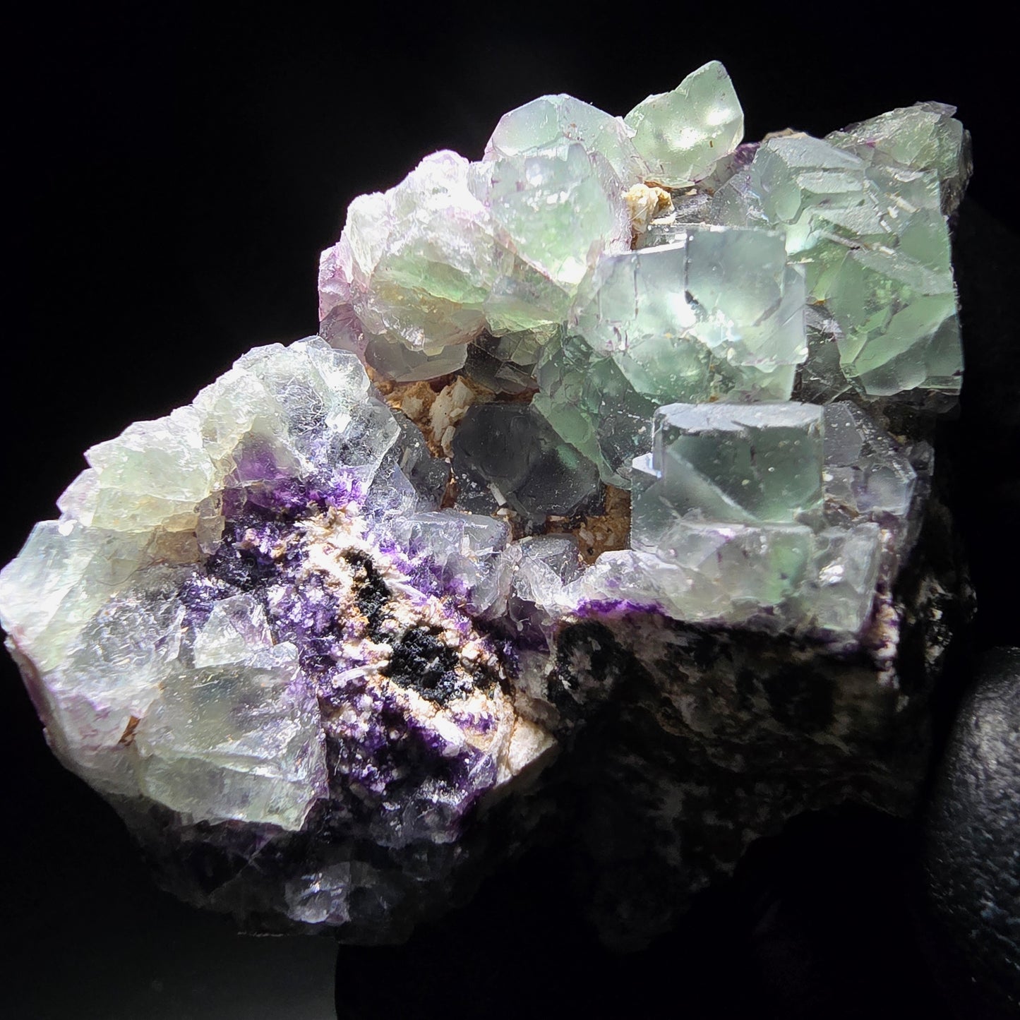 Zonare Fluorit Muskovit Schörl Orthoklas Stufe Erongo Namibia 56*42*29mm