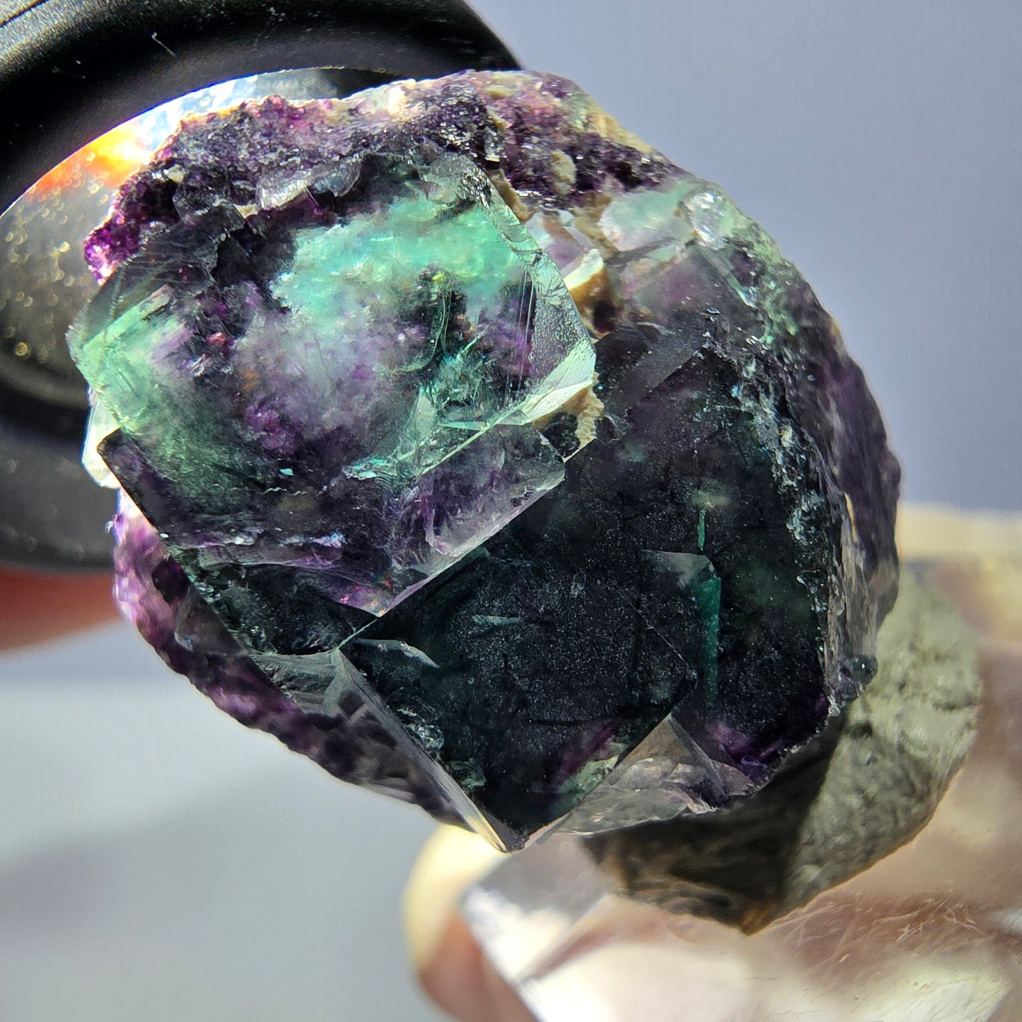 Phantom Fluorit Würfel Stufe, grün lila Okorusu, Namibia 34*24*17mm