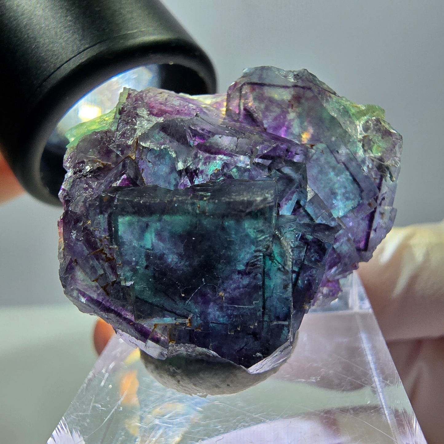 Seltene Fluorit Würfel Stufe, grün lila Okorusu, Namibia 31*27*19mm