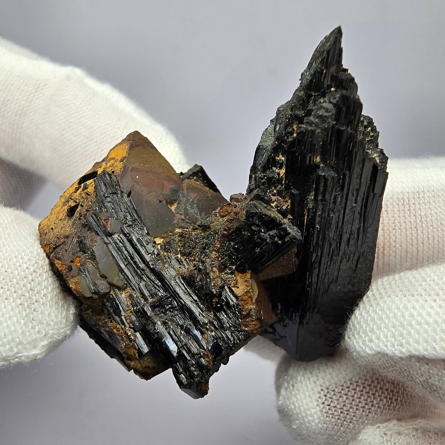 Schörl Turmalin, Eisen Fluorit Oktaeder Stufe Erongo Namibia 39*36*29mm Sammlung
