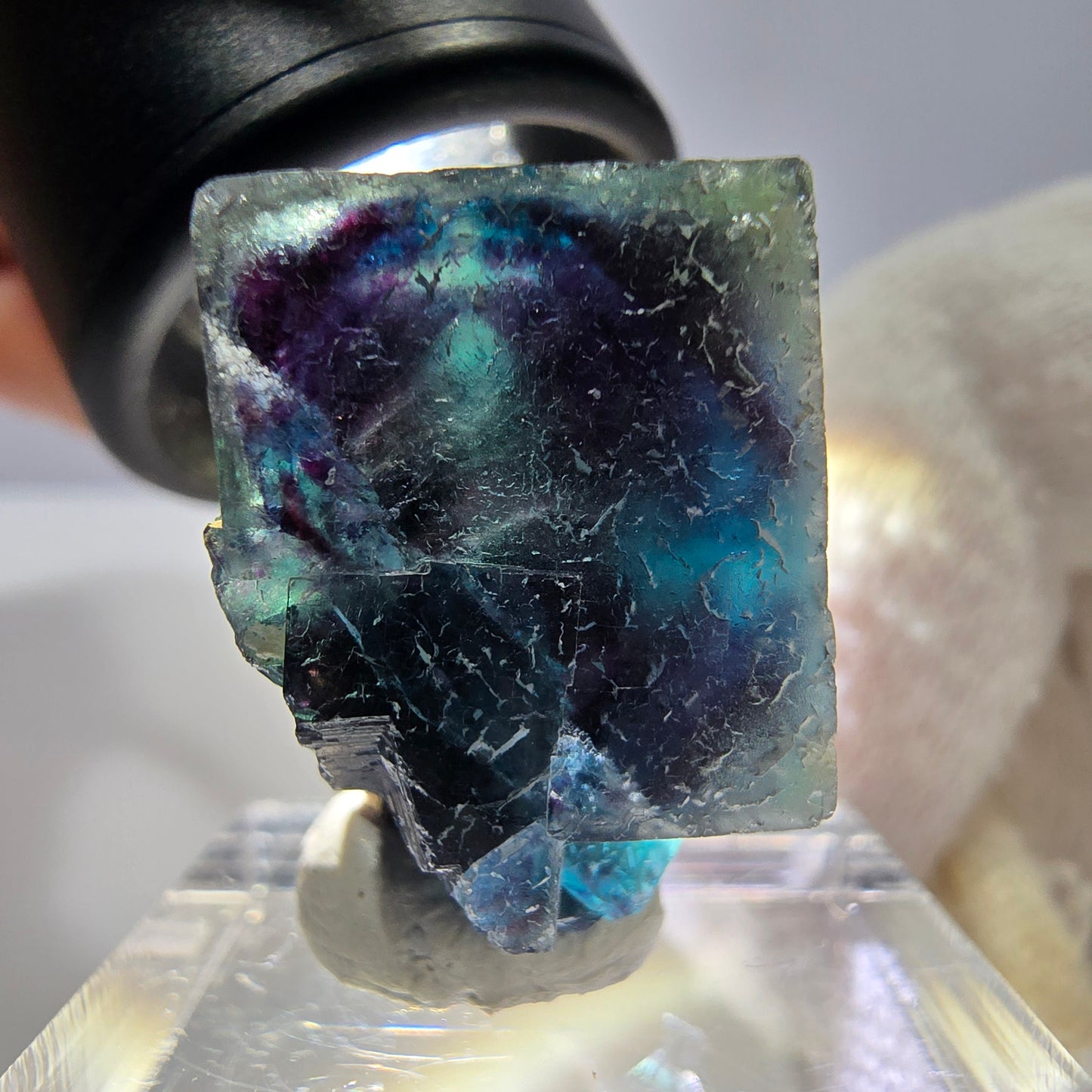 Spécimen de cube de fluorite fantôme, zonal – Nouvelle découverte ! Okorusu, Namibie, 26 x 16 x 16 mm