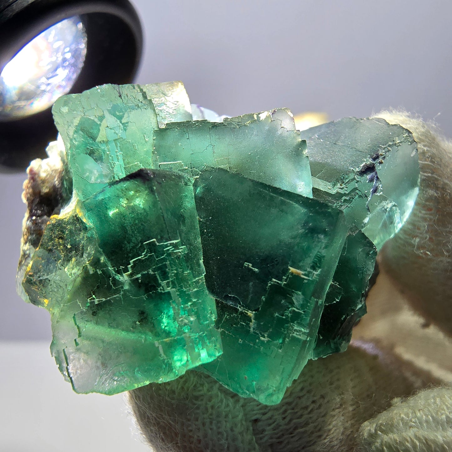 Rare spécimen de cube de fluorite fantôme, parqueté vert Okorusu, Namibie, 39 x 33 x 23 mm