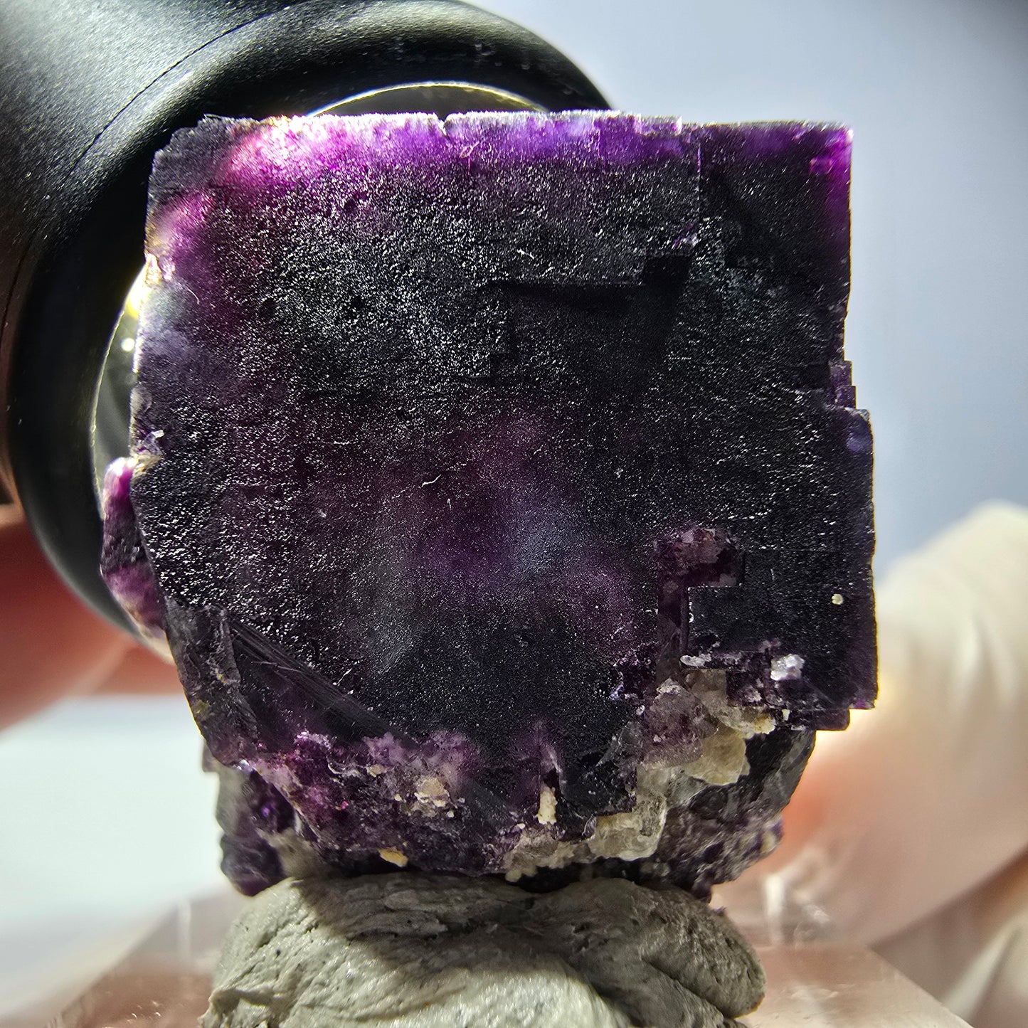 Phantom Fluorite cube parquetted, green purple Okorusu, Namibia 26*24*22mm