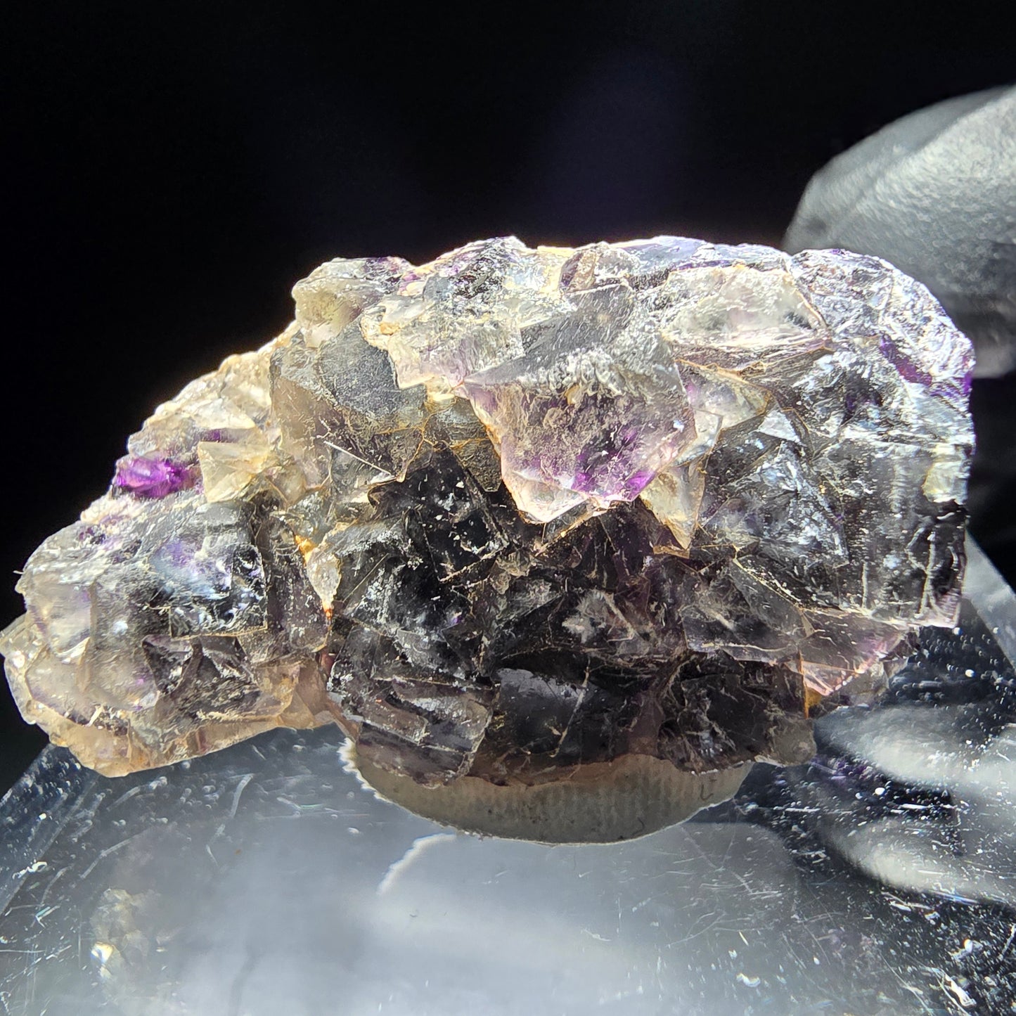 Phantom Fluorite Cube Tier Violet Blanc Okorusu, Namibie 41*21*12mm Collection