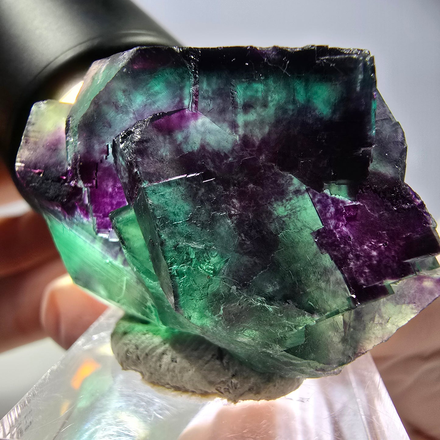 Phantom Fluorit Würfel Stufe, parkettiert grün lila Okorusu, Namibia 39*32*20mm
