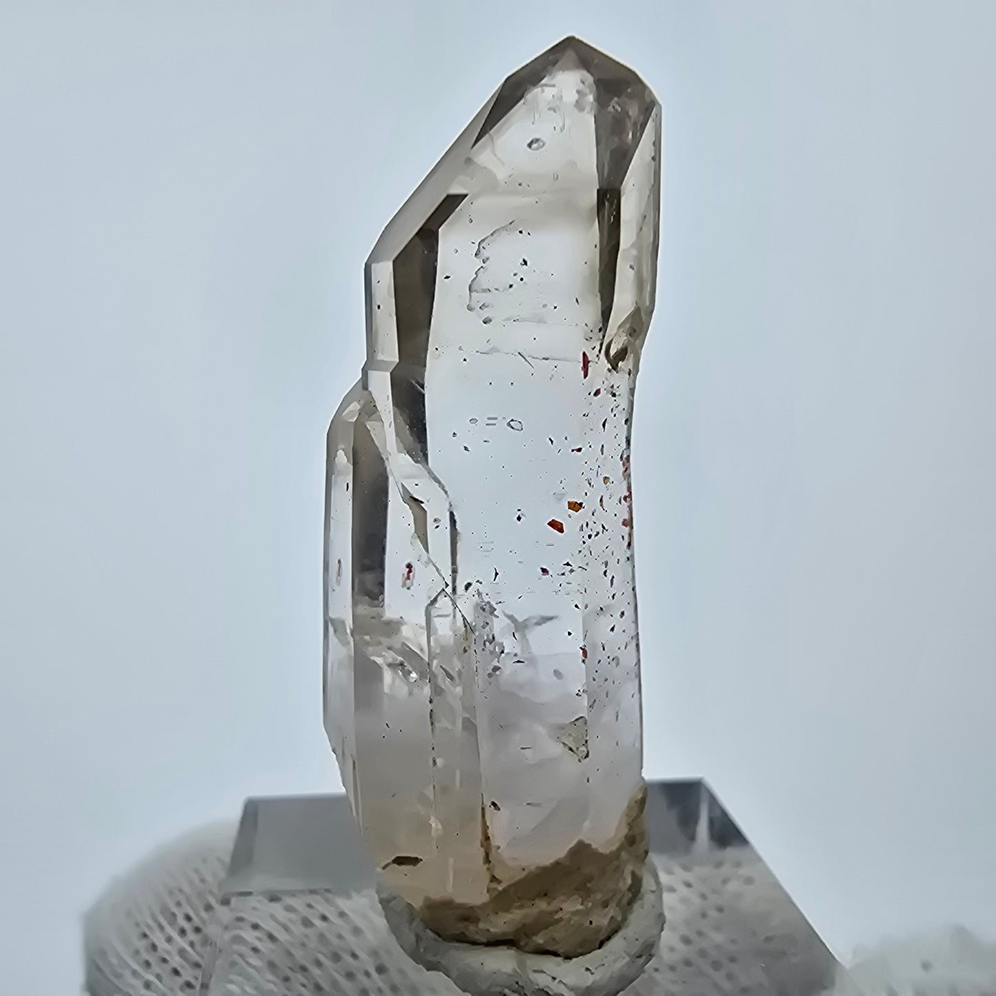 Klarer Phantom Rauchquarz Hämatit Zepter Kristall Goboboseb, Namibia 41*14*8mm