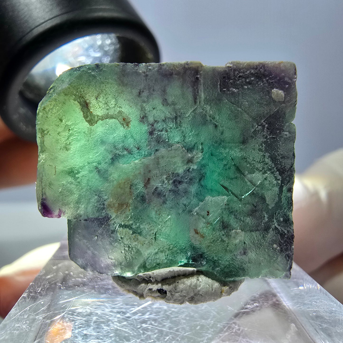 Phantom Fluorit Würfel Stufe, grün lila Okorusu, Namibia 25*21*16mm