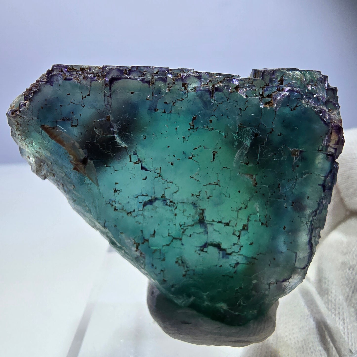 Phantom Fluorit Würfel Stufe, parkettiert grün türkis Okorusu Namibia 54*53*30mm