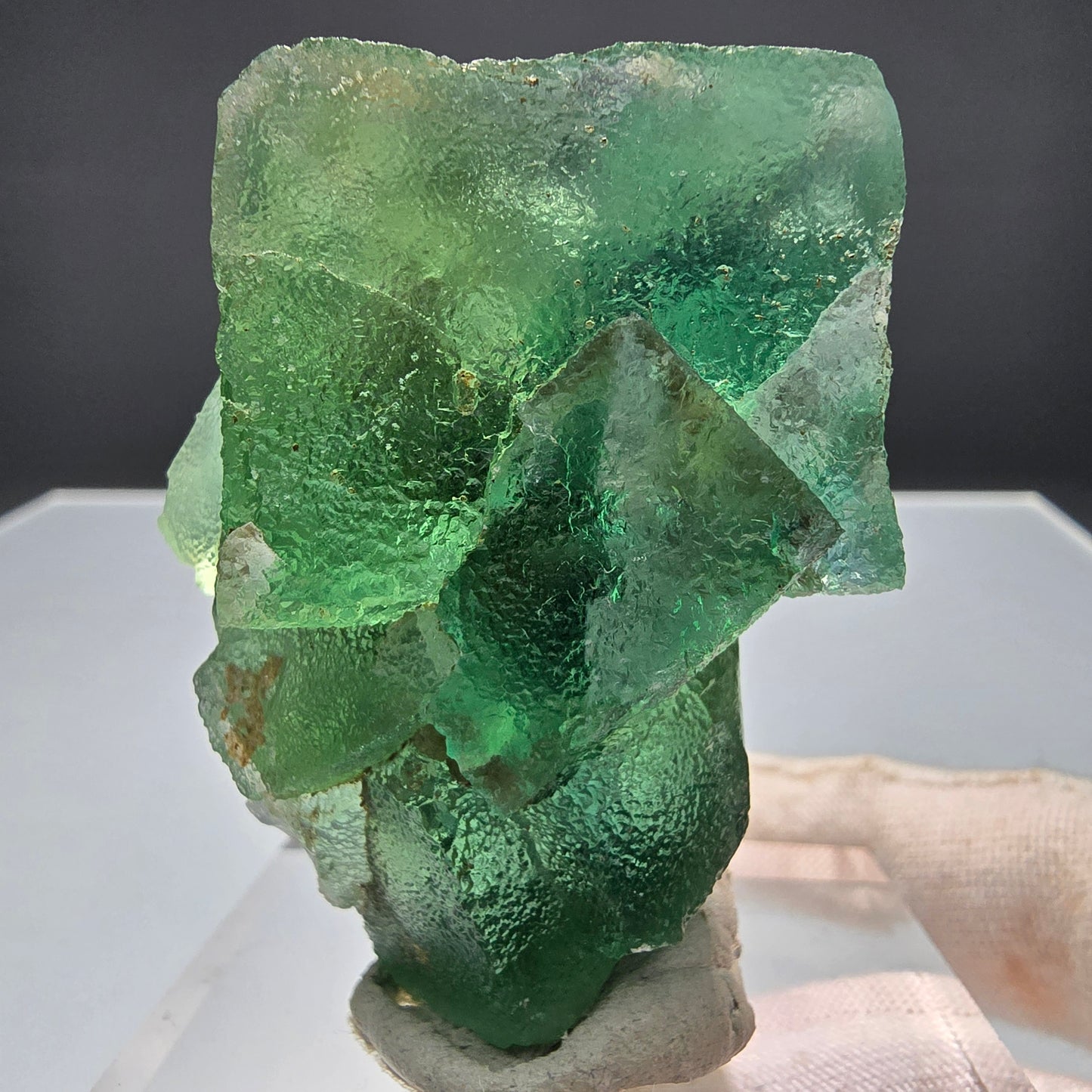 Klare Phantom Fluorit Würfel Stufe grün Okorusu, Namibia 49*39*33mm Sammlung
