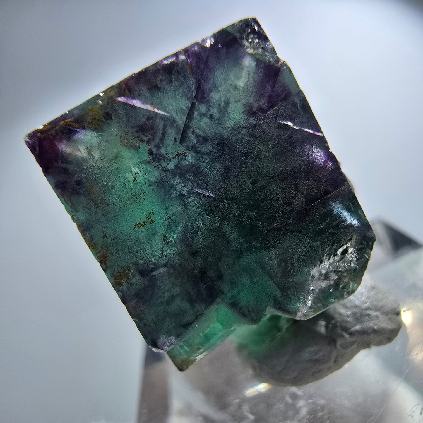 Rare spécimen de cube de fluorite fantôme zonal vert violet Okorusu, Namibie 24*16*16mm