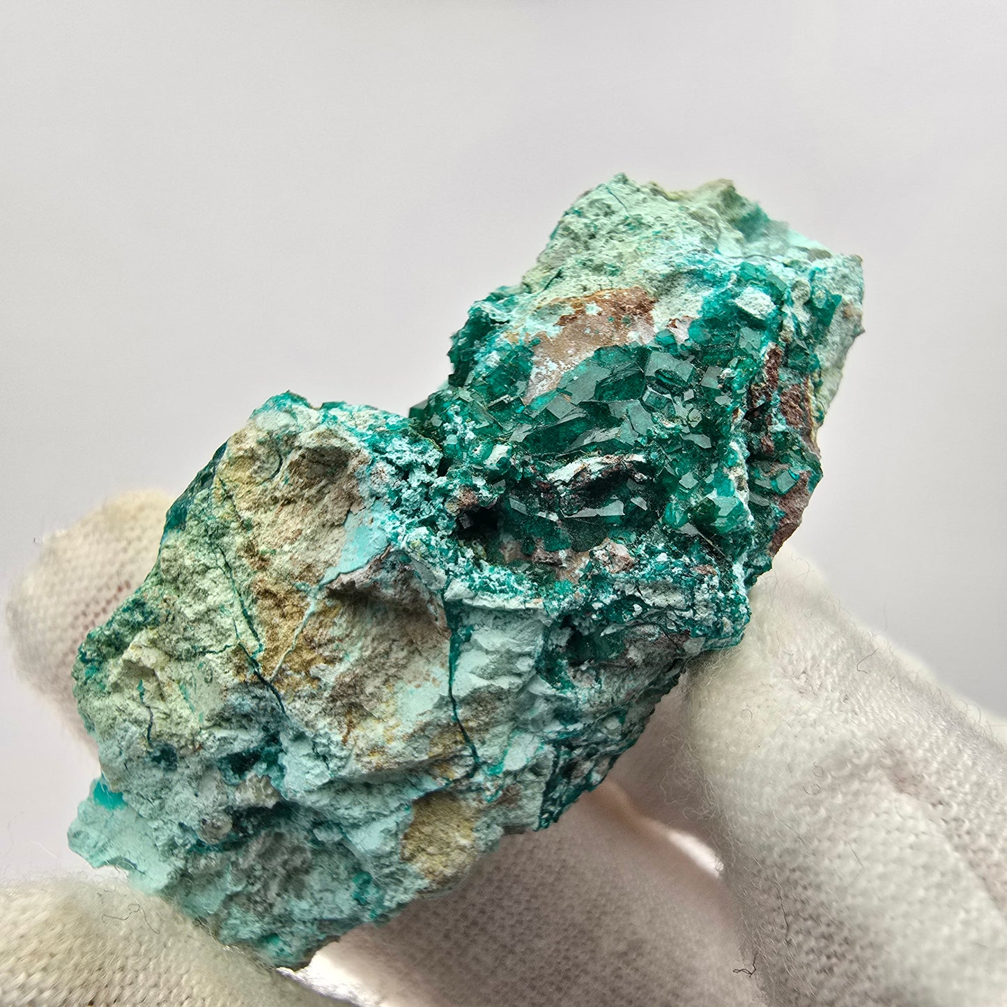 Seltene Dioptas, Chrysokoll Stufe Kaokoveld, Namibia 46*23*16mm Sammlung