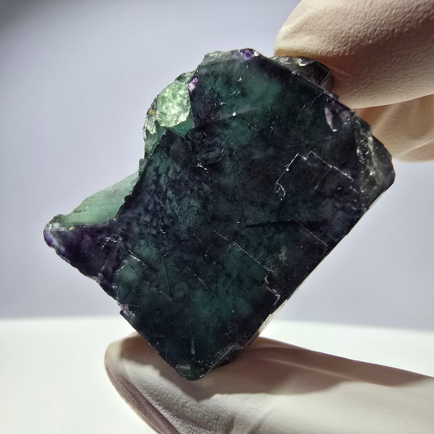 Spécimen de cube de fluorite fantôme parqueté vert violet Okorusu, Namibie 38*29*25 mm