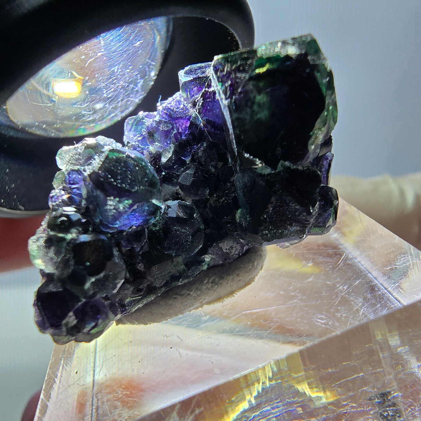 Phantom Fluorit Würfel Stufe, grün lila Okorusu, Namibia 24*19*16mm