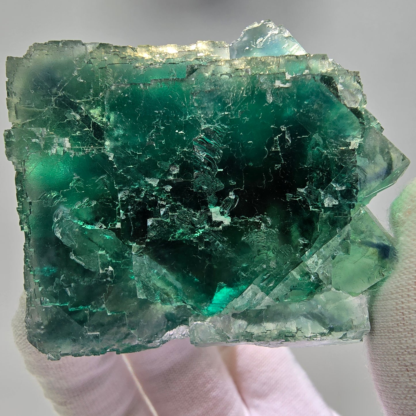 Große Phantom Fluorit Würfel Stufe grün gelb Okorusu Namibia 73*67*38mm Sammlung