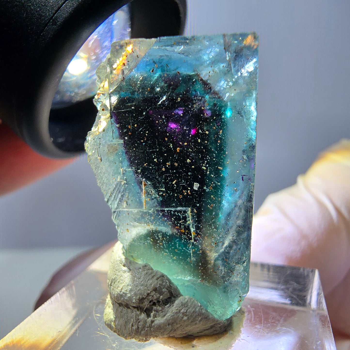 Phantom Fluorit Würfel parkettiert, grün lila Okorusu, Namibia 27*20*16mm