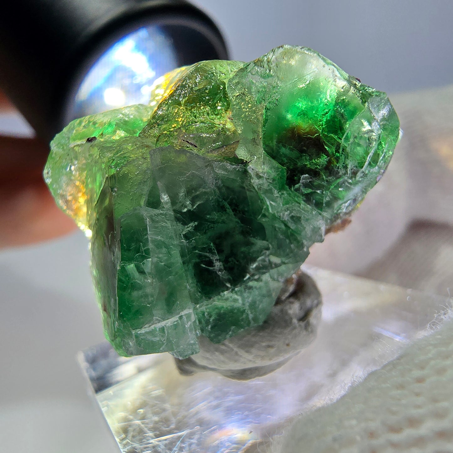 Cube de fluorite fantôme, spécimen de muscovite, Erongo, Namibie, 30 x 23 x 21 mm