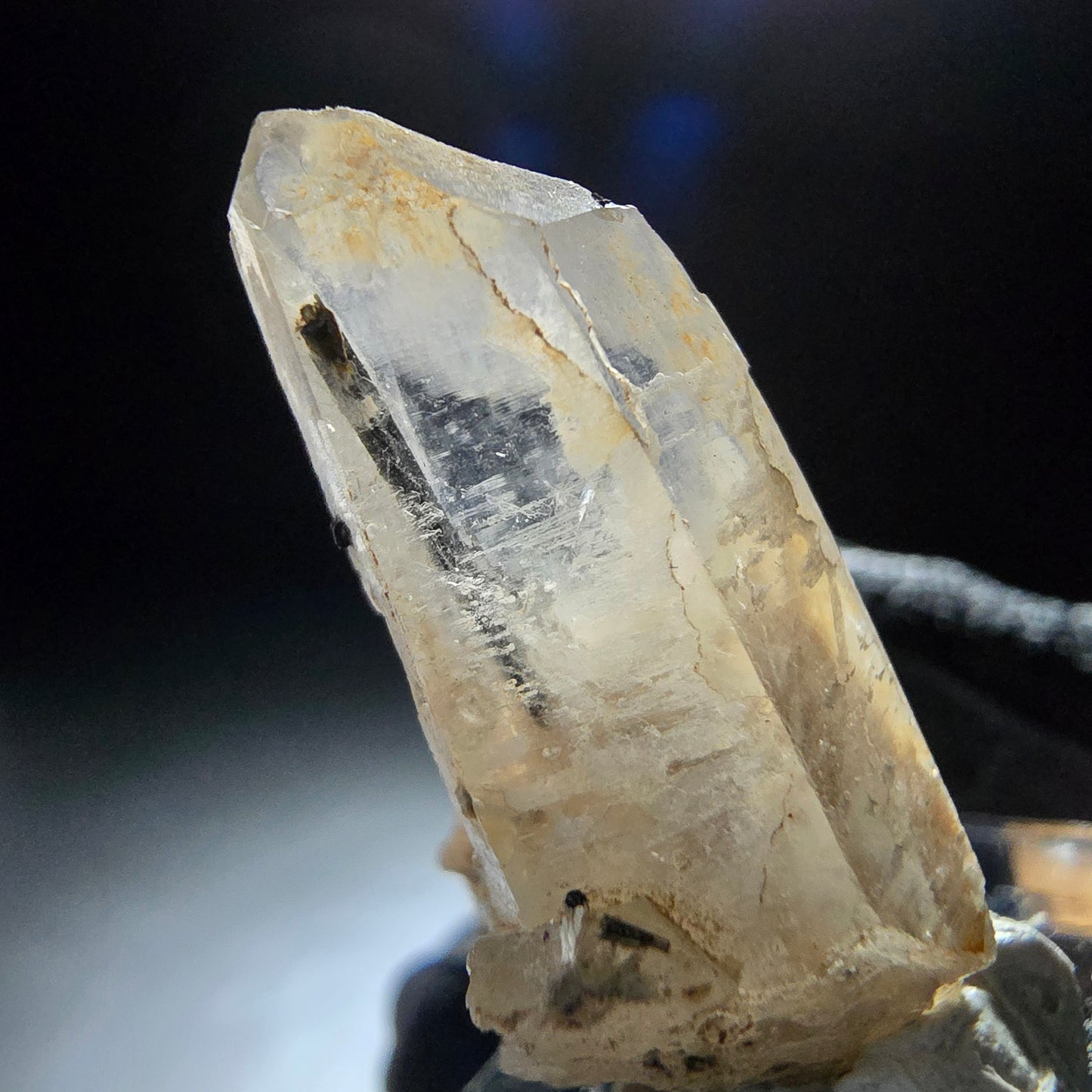 Klarer Turmalin Quarz, Rauchquarz mit Schörl Erongo Namibia 29*16*12mm Sammlung