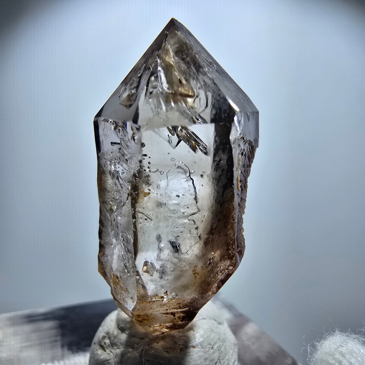Enhydro Rauchquarz Fenster DT Zepter, 2x Blase Goboboseb, Namibia 28*14*11mm