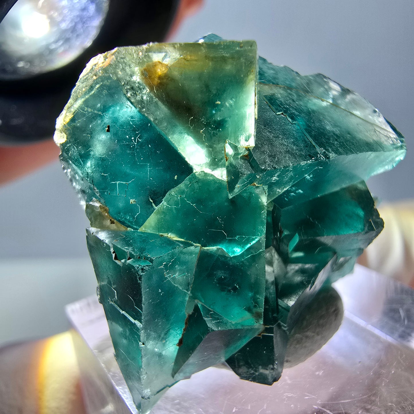 Spécimen de cube de fluorite fantôme, parquet vert Okorusu, Namibie 29*25*15 mm