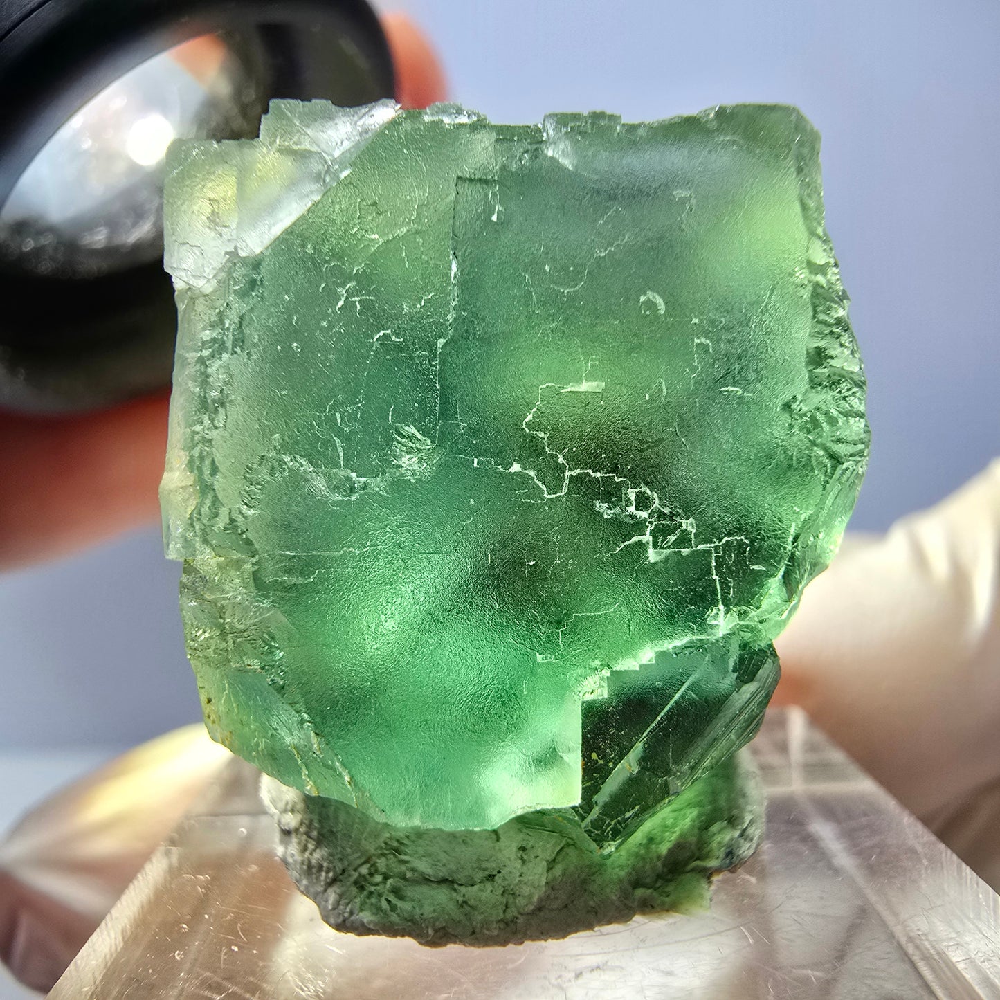 Seltene Phantom Fluorit Würfel Stufe, grün Okorusu, Namibia 25*23*22mm