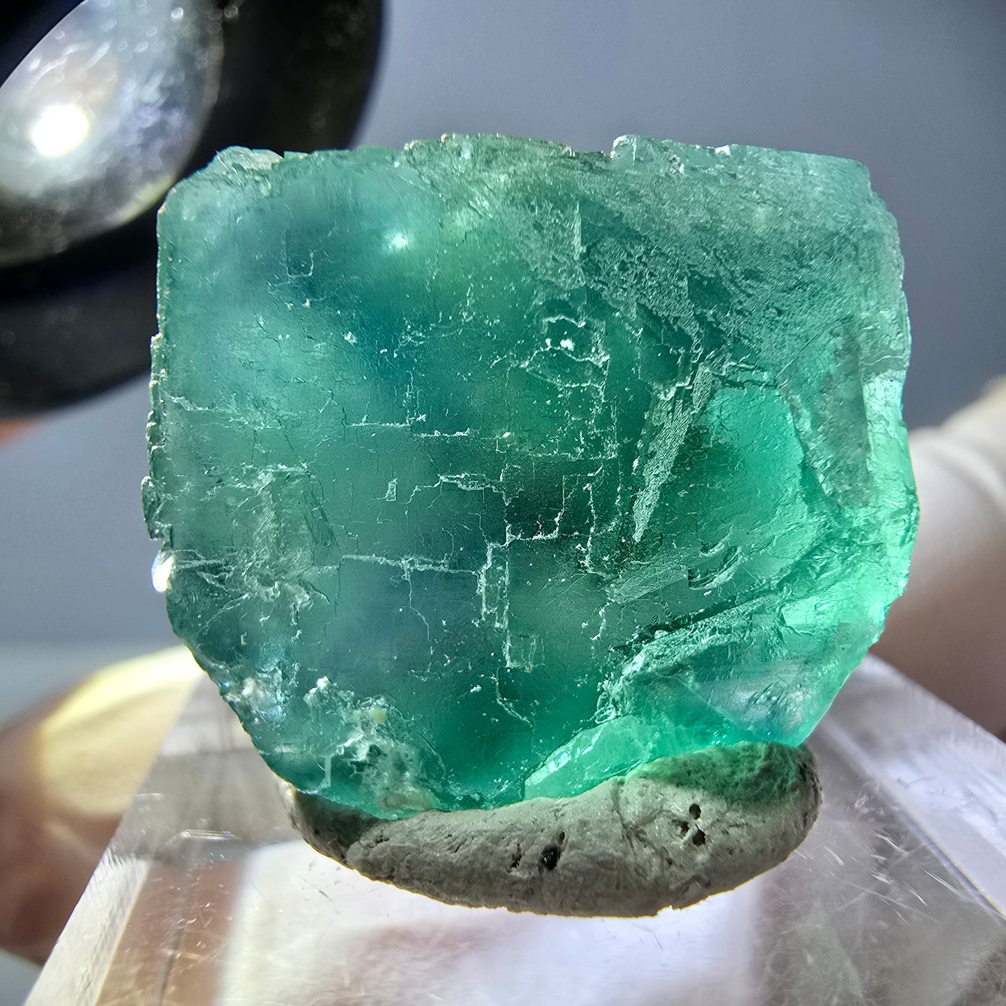 Klarer Phantom Fluorit Würfel parkettiert, grün Okorusu, Namibia 21*20*19mm