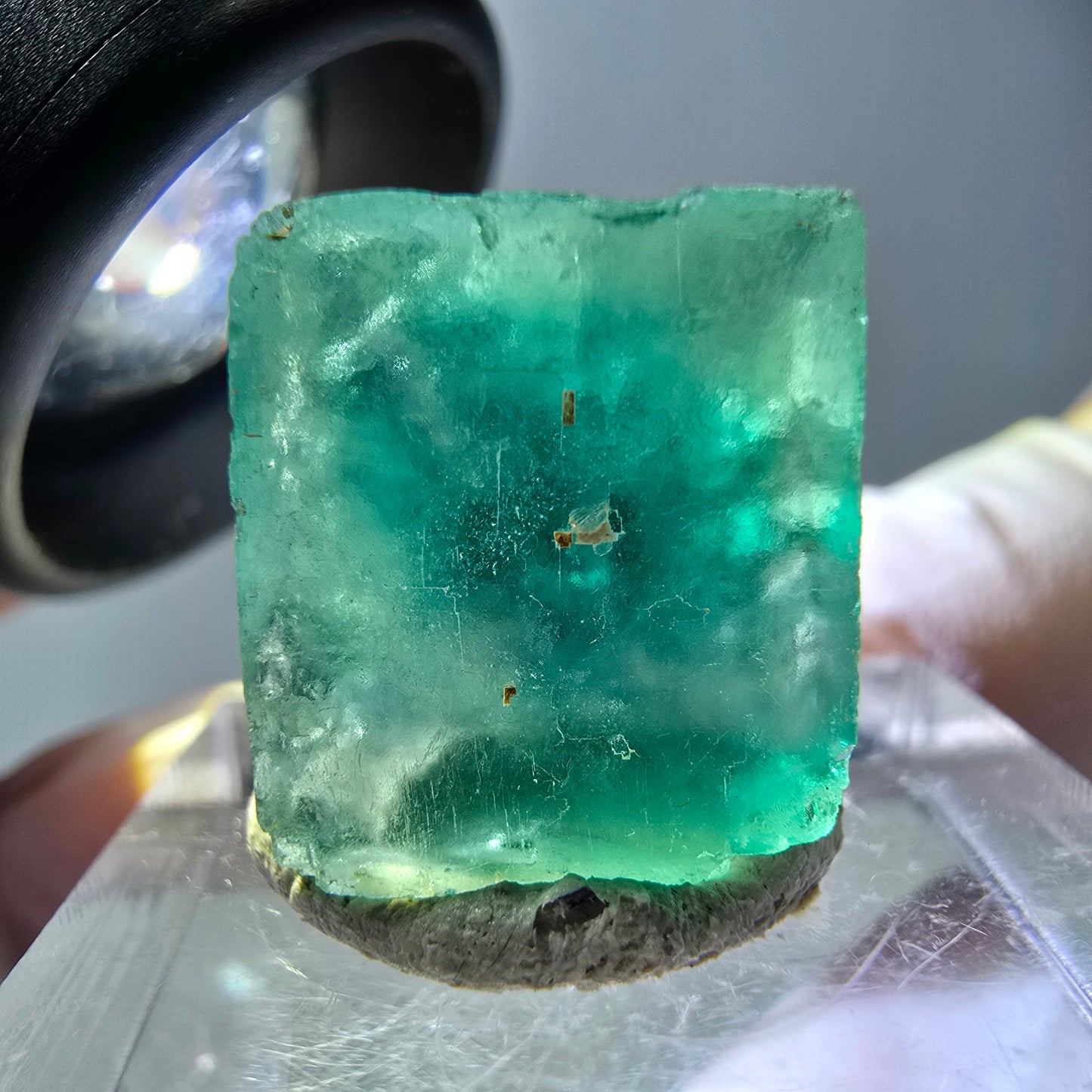 Klarer Phantom Fluorit Würfel parkettiert, grün Okorusu, Namibia 15*14*13mm