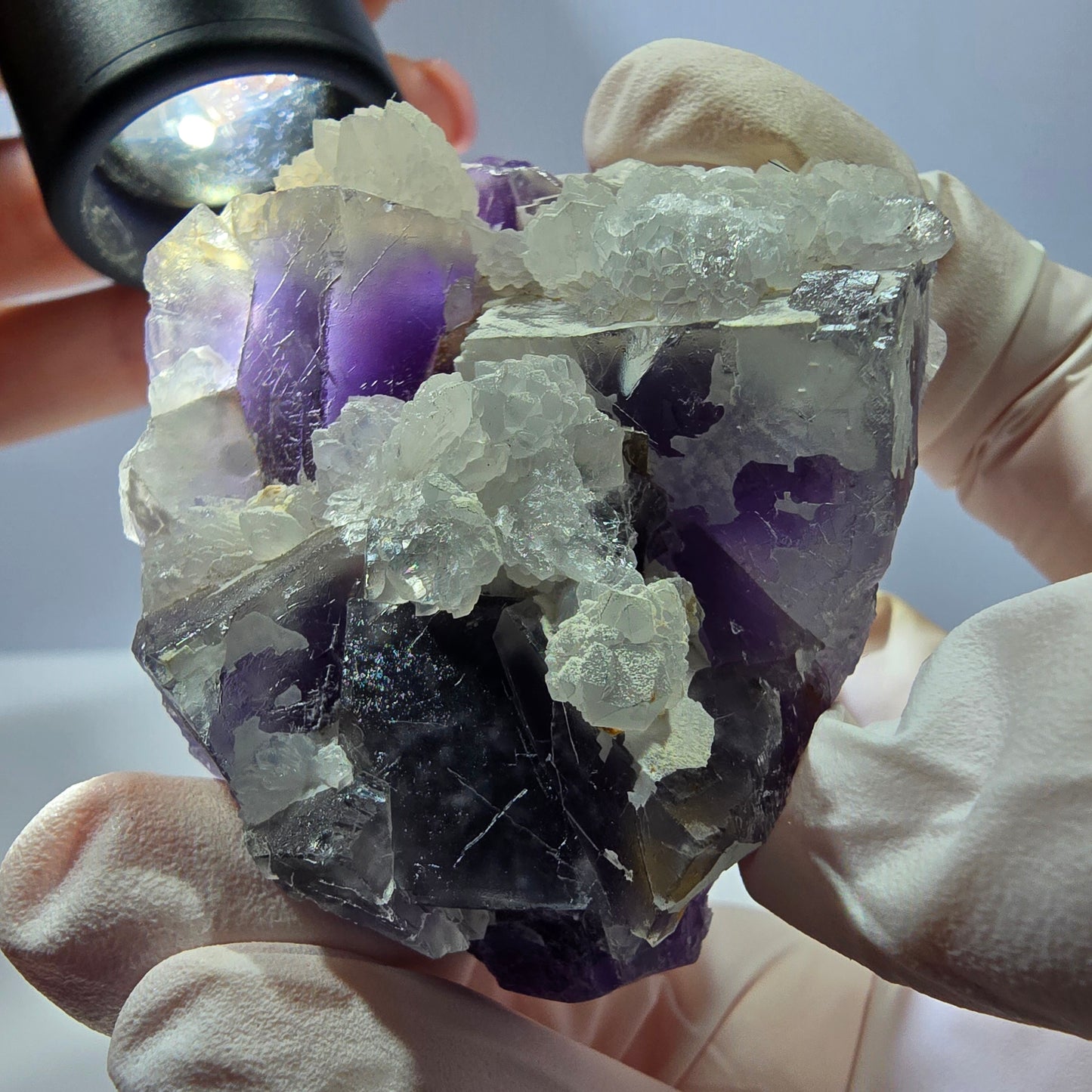 Rare cube de fluorite fantôme, spécimen de quartz violet Okorusu, Namibie, 53 x 42 x 24 mm