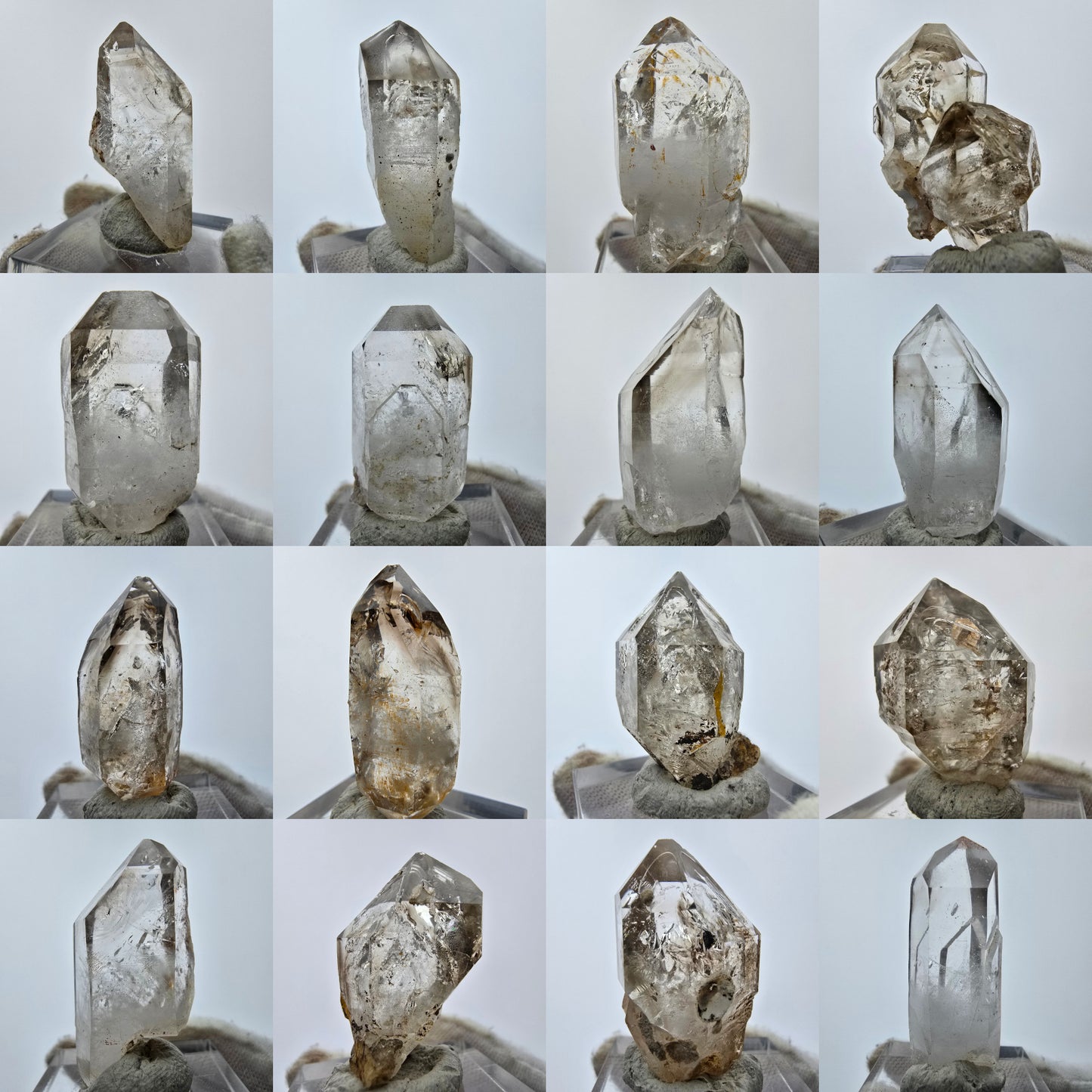 11x klare Phantom Rauchquarz Spitzen, Zepter aus Goboboseb, Namibia Lot Sammlung
