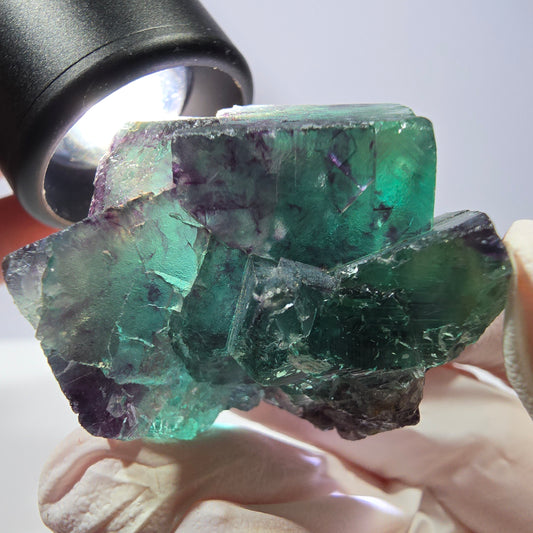 Phantom Fluorit Würfel Stufe, parkettiert grün lila Okorusu, Namibia 45*33*24mm