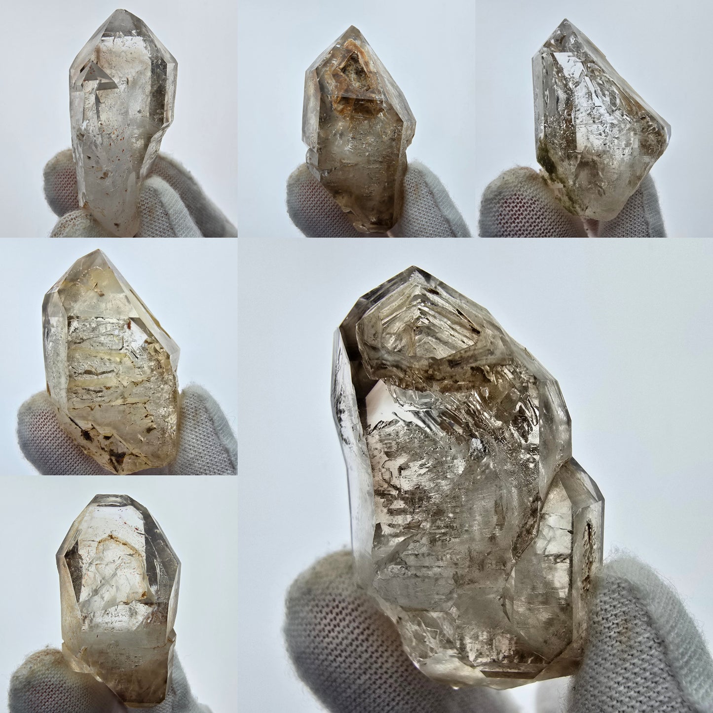 6x große Phantom Rauchquarz Spitzen, Zepter aus Goboboseb Namibia Lot Sammlung