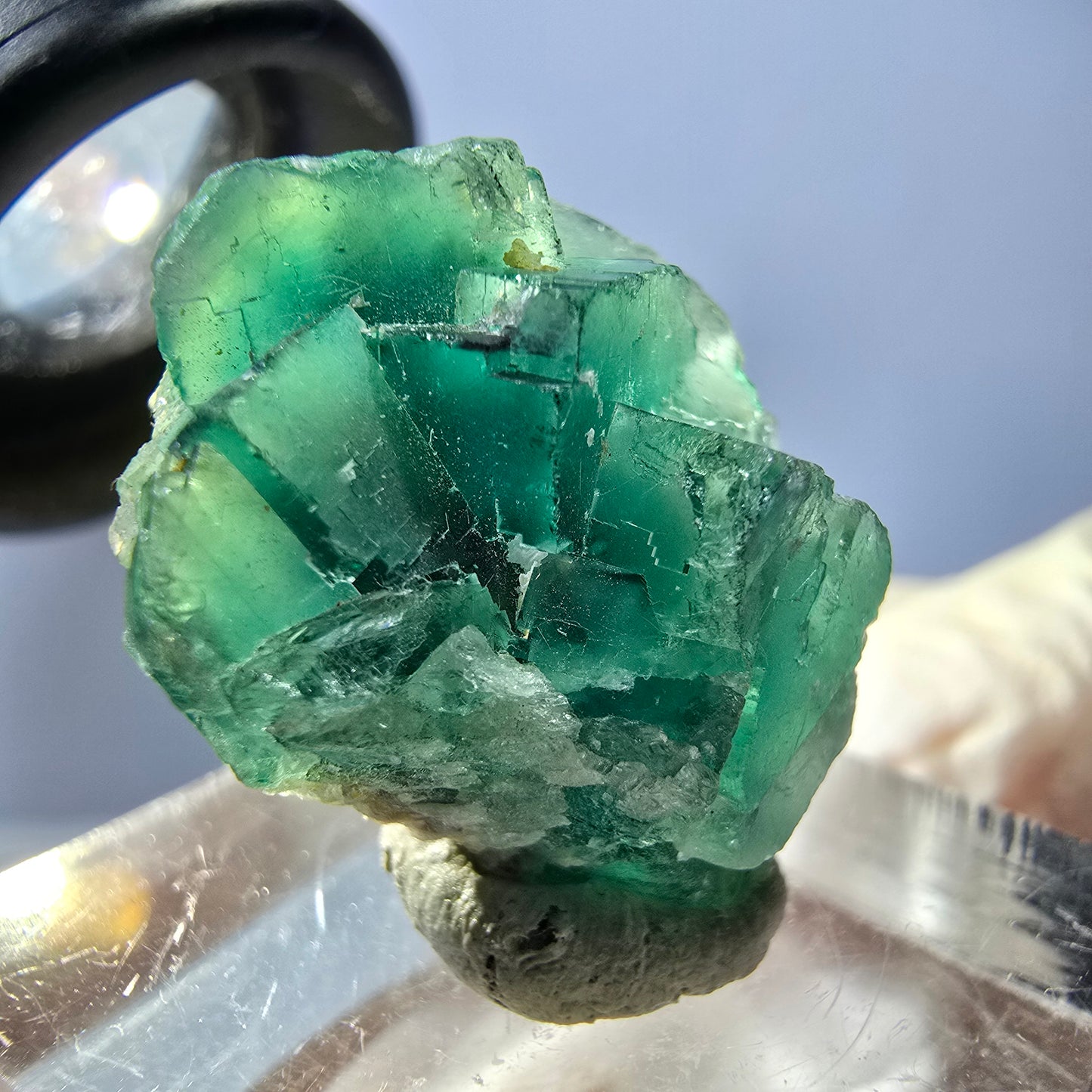 Seltene Phantom Fluorit Würfel Stufe, grün Okorusu, Namibia 22*21*13mm
