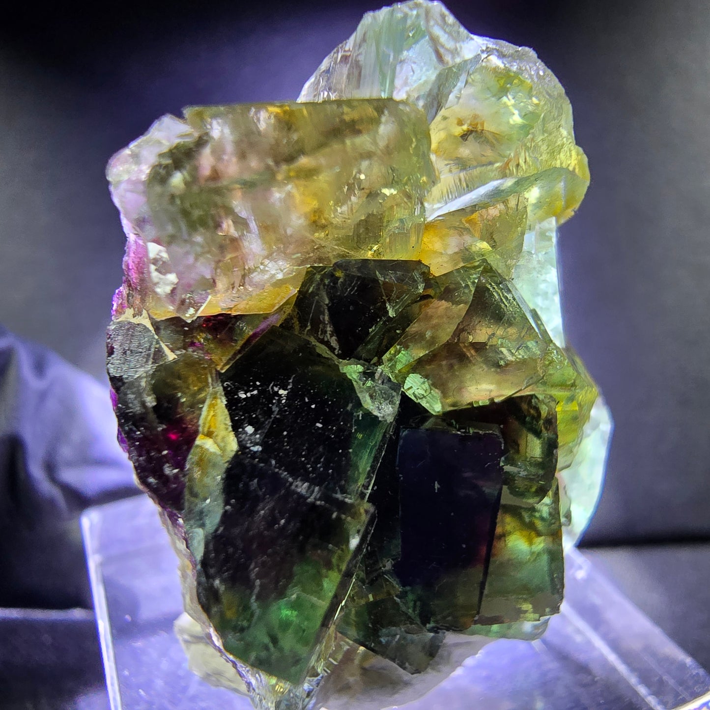 Seltene Phantom Fluorit XX Würfel Stufe grün lila 30*24*15mm aus Okorusu Namibia