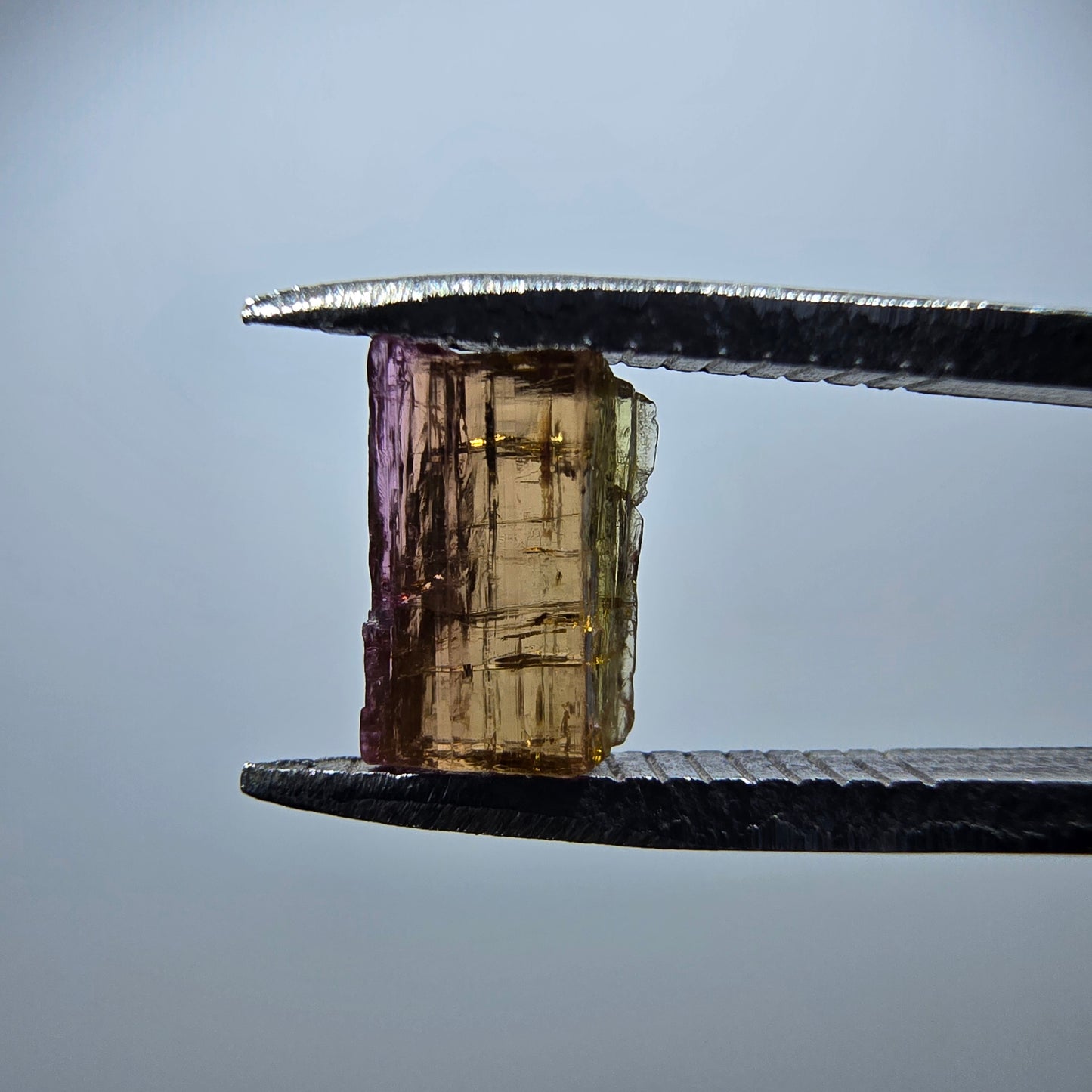 Seltener Elbait Turmalin Kristall, grün rosa Minas Gerais, Brasilien 7*5*2mm