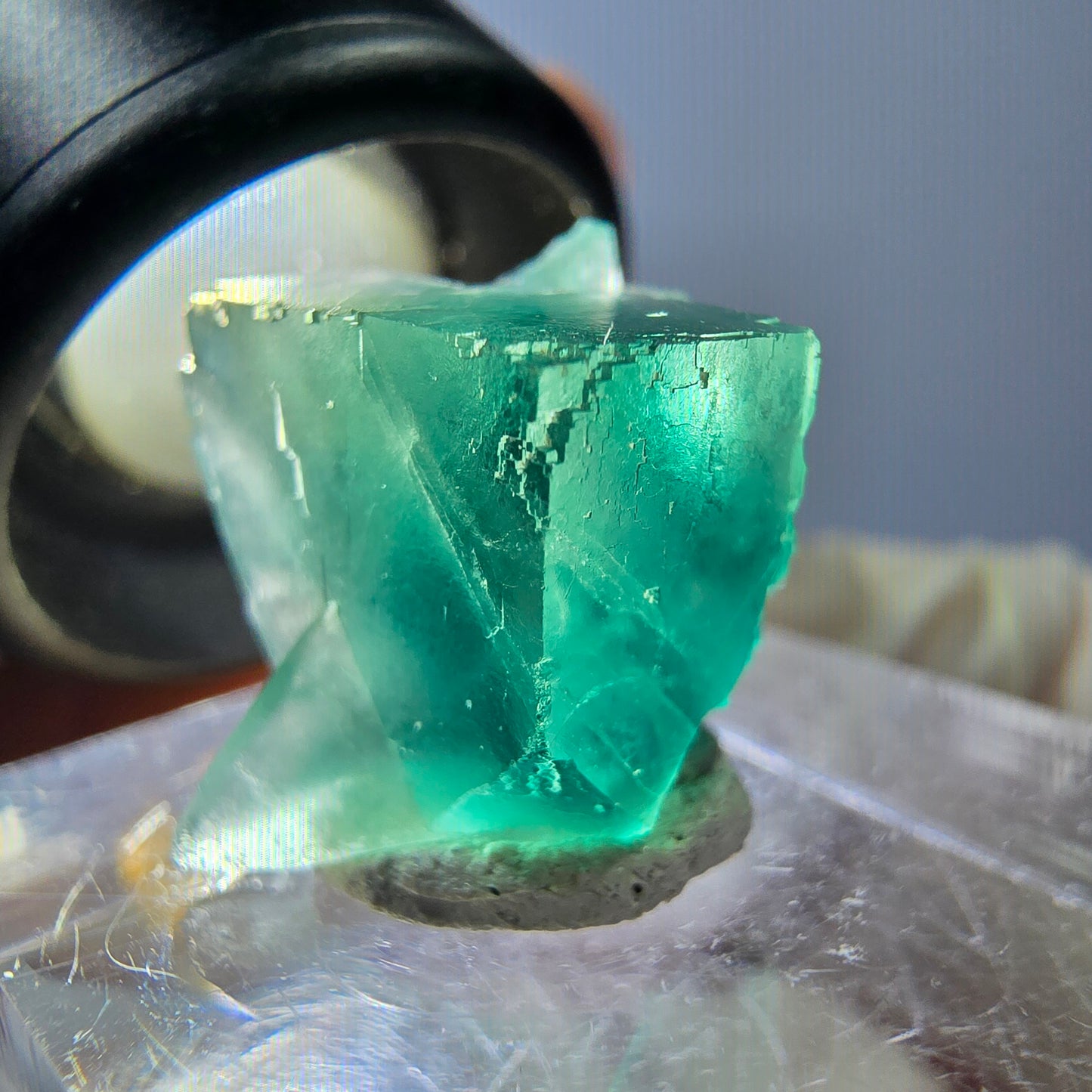 Rare spécimen de cube de fluorite fantôme, vert Okorusu, Namibie 17 x 16 x 16 mm