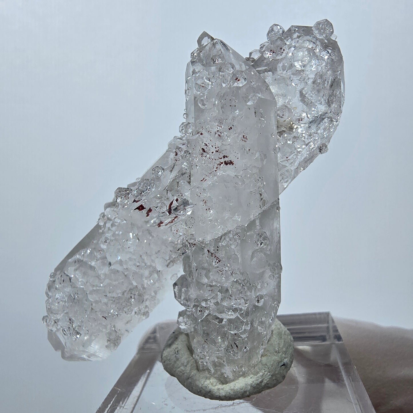 Rare spécimen d'analcime de quartz Harlequin DT, mine Streep, Goboboseb, Namibie, 58 x 30 x 17 mm