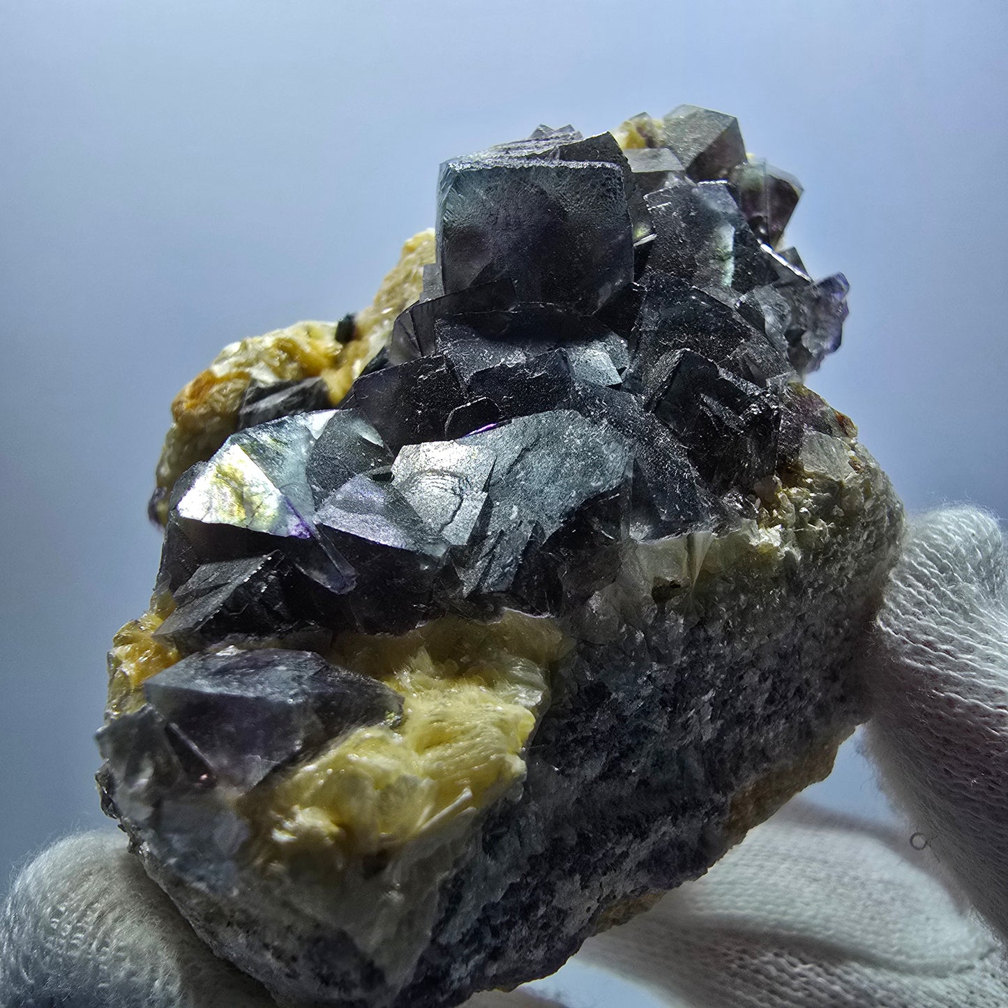 Bunte Phantom Fluorit Würfel Schörl Turmalin Muskovit Erongo, Namibia 72*58*48mm
