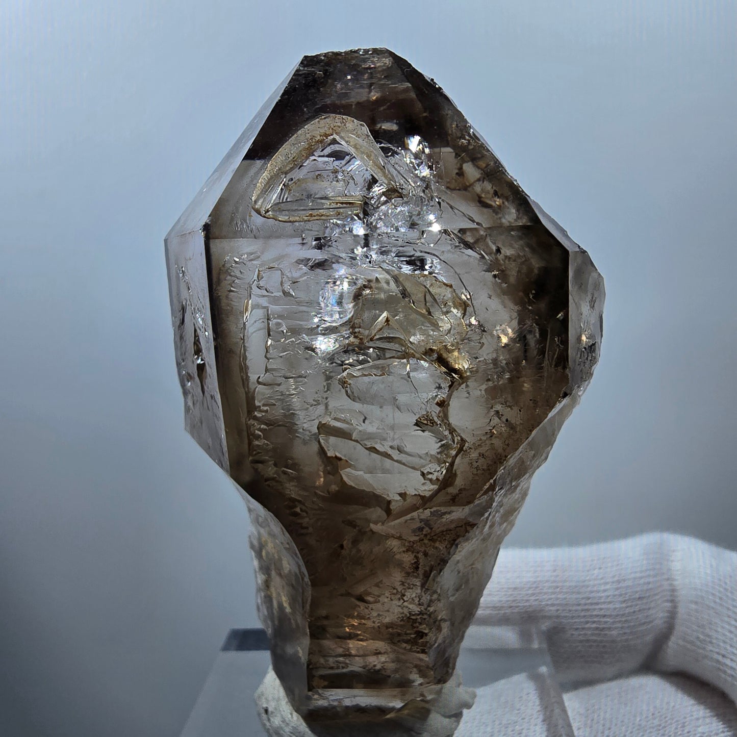 Enhydro Skeleton Smoky Quartz DT Scepter, 1x Bubble Valentine Pocket Gobobs. Namibia 79*49*30mm