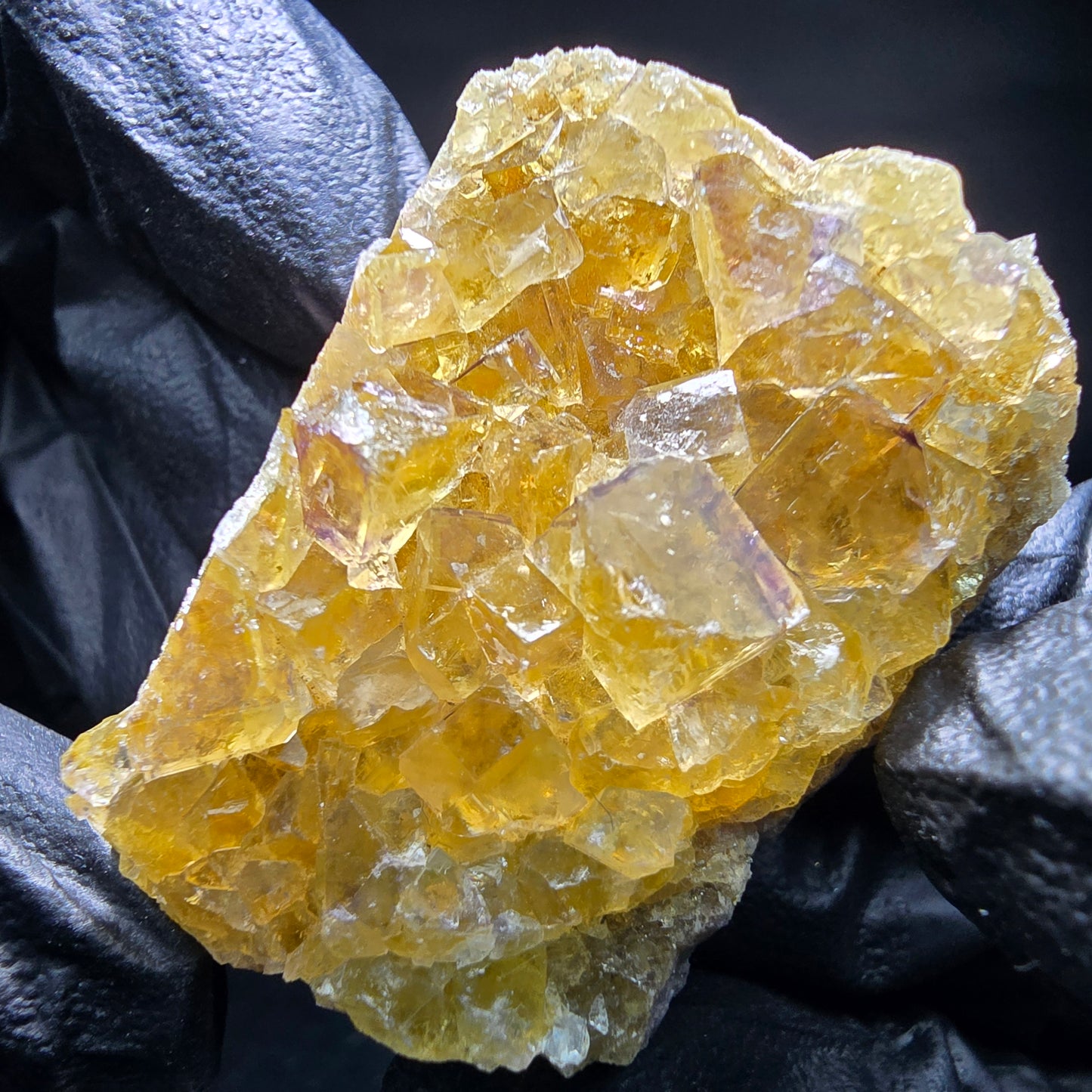 Klare Phantom Fluorit Würfel Stufe gelb lila Okorusu Namibia 42*31*17mm Sammlung
