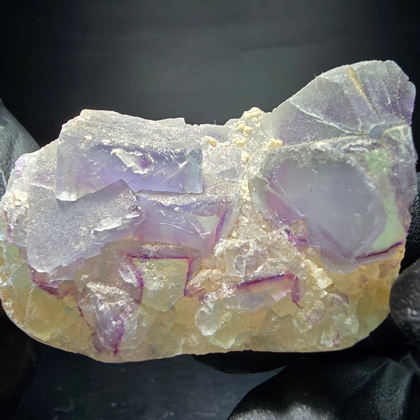 Cube de fluorite fantôme vert violet, spécimen de quartz Omehane, namibie 50*32*24mm