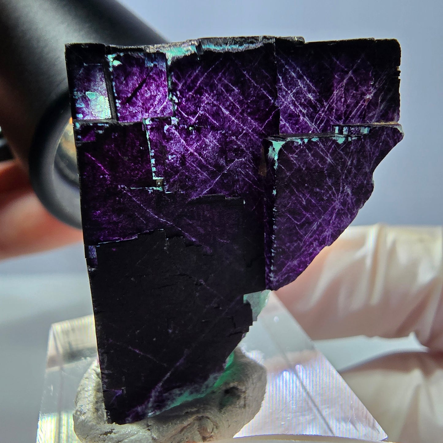 Phantom Fluorit Würfel Stufe grün lila zonal 11:11 Angel Pocket, Namibia 32*25*23mm