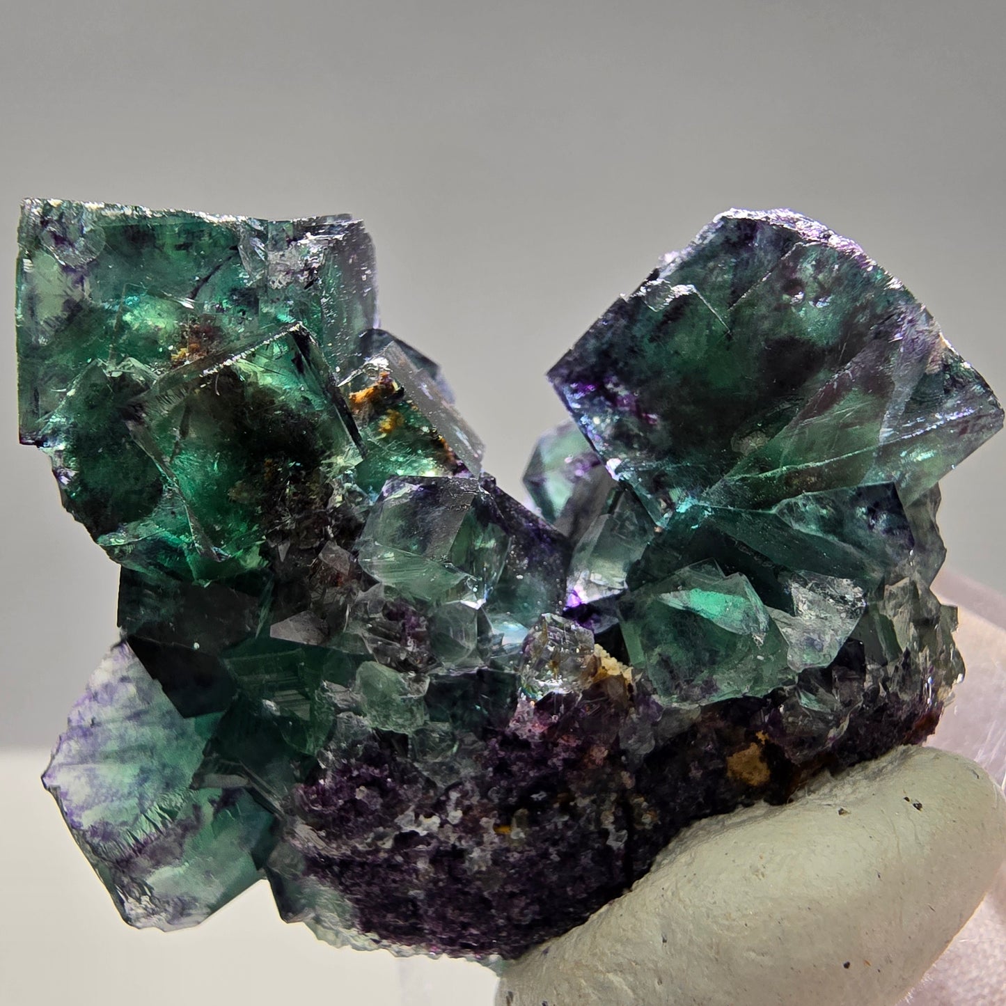 Seltene Phantom Fluorit Würfel Stufe grün lila zonar Okorusu, Namibia 57*49*26mm