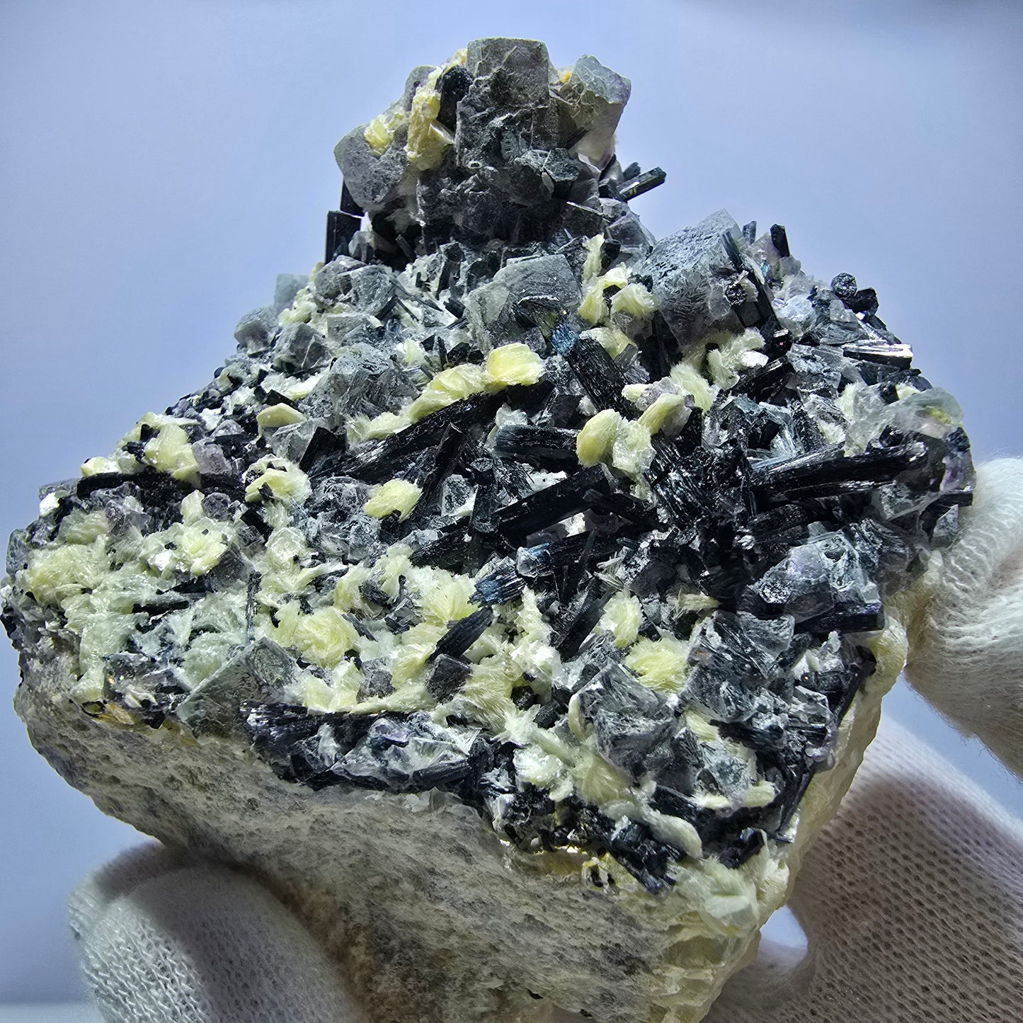 Colorful Phantom Fluorite Cubes Schorl Tourmaline Muscovite Erongo, Namibia 95*71*57mm
