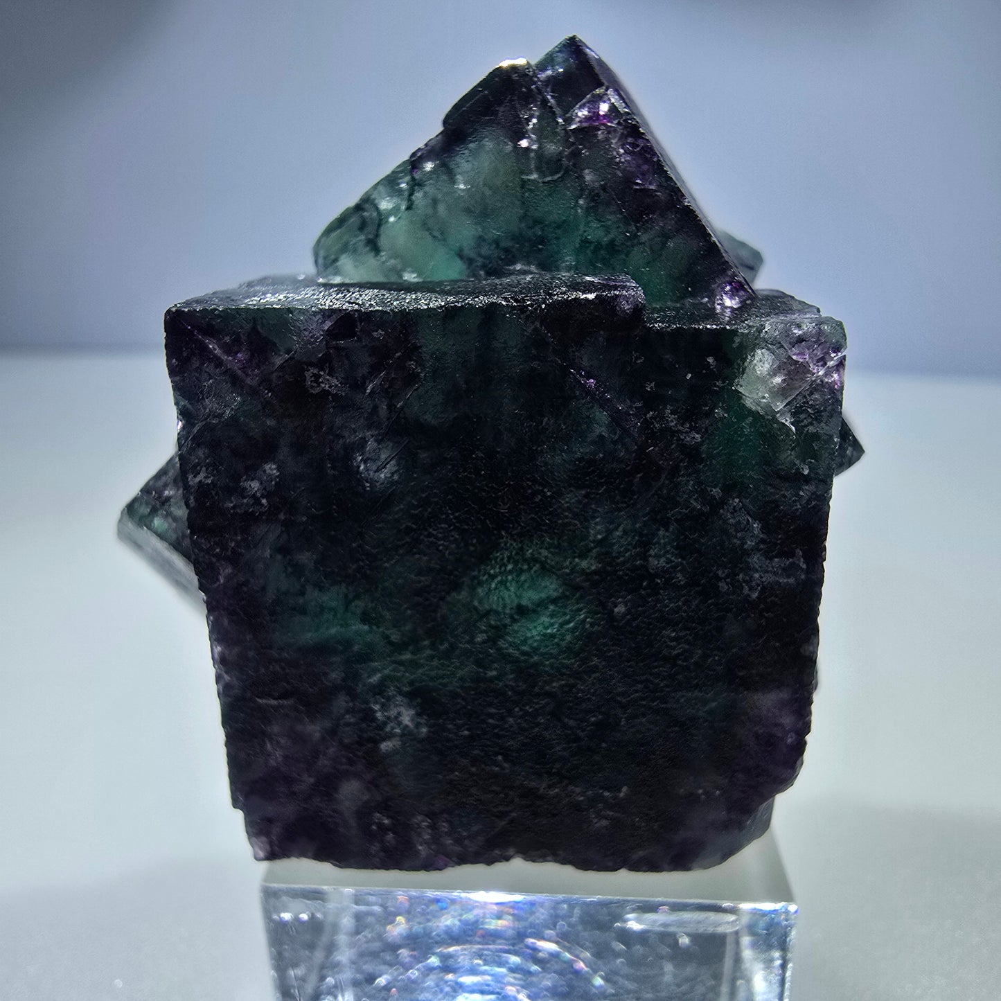 Seltene Phantom Fluorit Würfel Stufe zonal grün lila Okorusu, Namibia 50*43*31mm