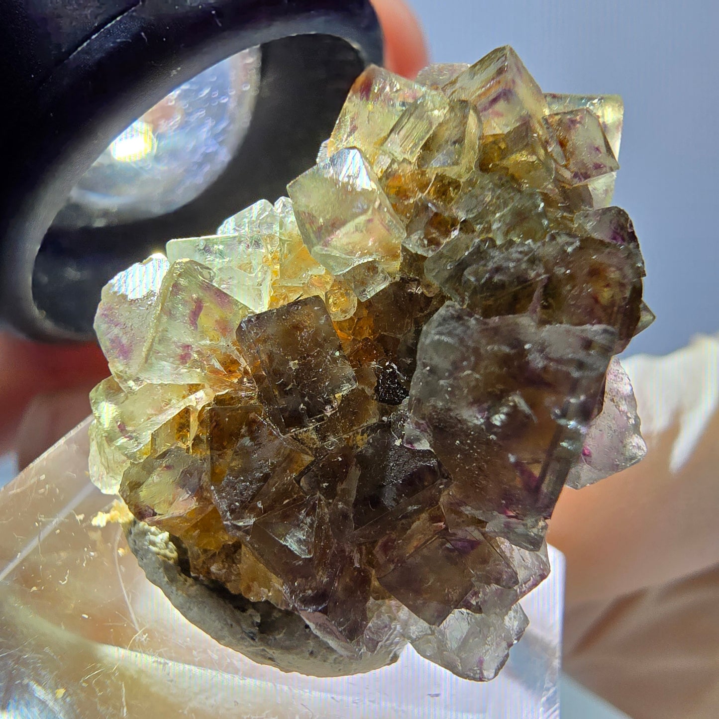 Phantom Fluorit Würfel Stufe, grün lila Okorusu, Namibia 28*24*15mm