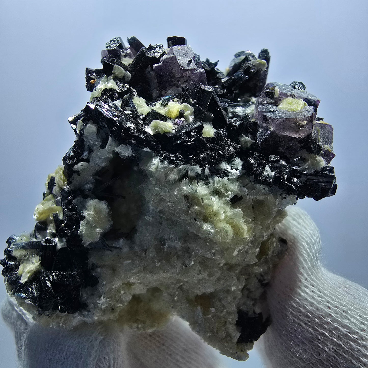 Colorful Phantom Fluorite Cubes Schorl Tourmaline Muscovite Erongo, Namibia 60*52*41mm