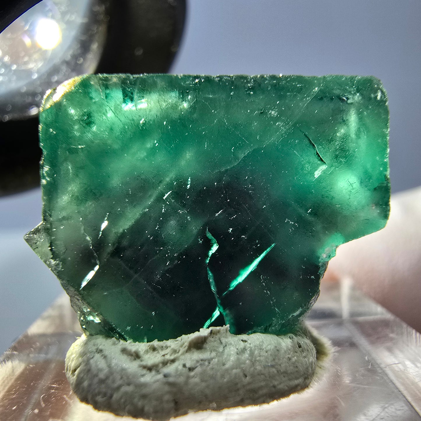 Klarer Phantom Fluorit Würfel parkettiert, grün Okorusu, Namibia 21*17*16mm