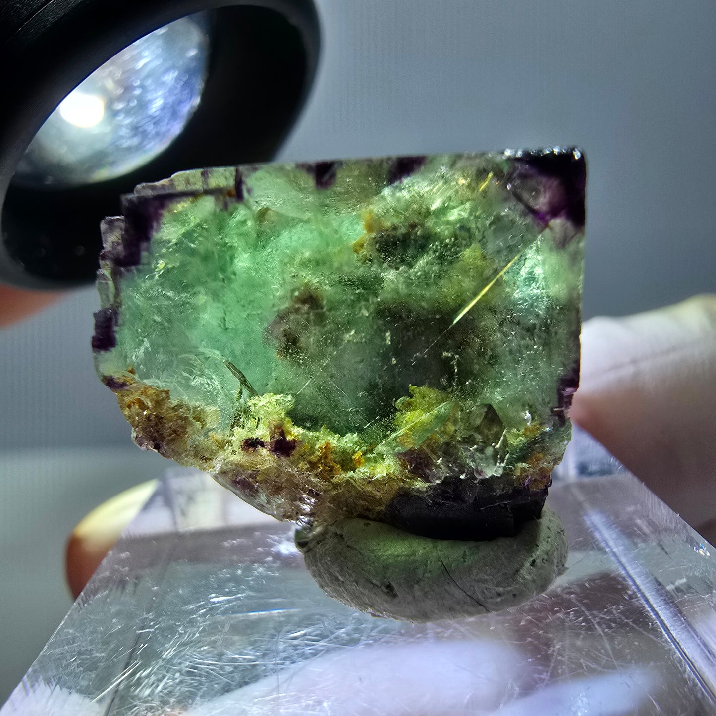 Phantom Fluorit Würfel Stufe, parkettiert, zonal Okorusu, Namibia 19*17*14mm
