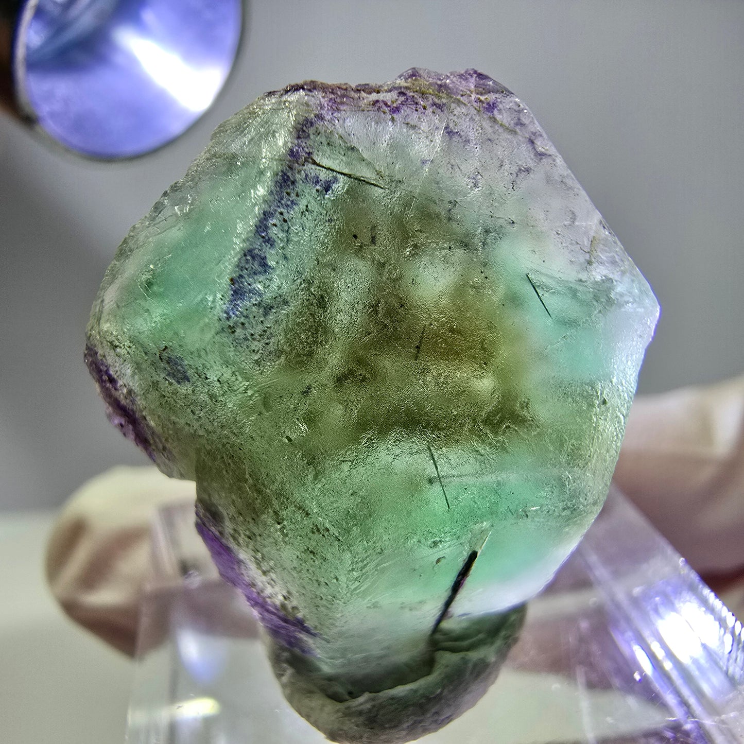 Cube hexagonal de fluorite fantôme, spécimen zonal, Erongo, Namibie, 27 x 24 x 9 mm