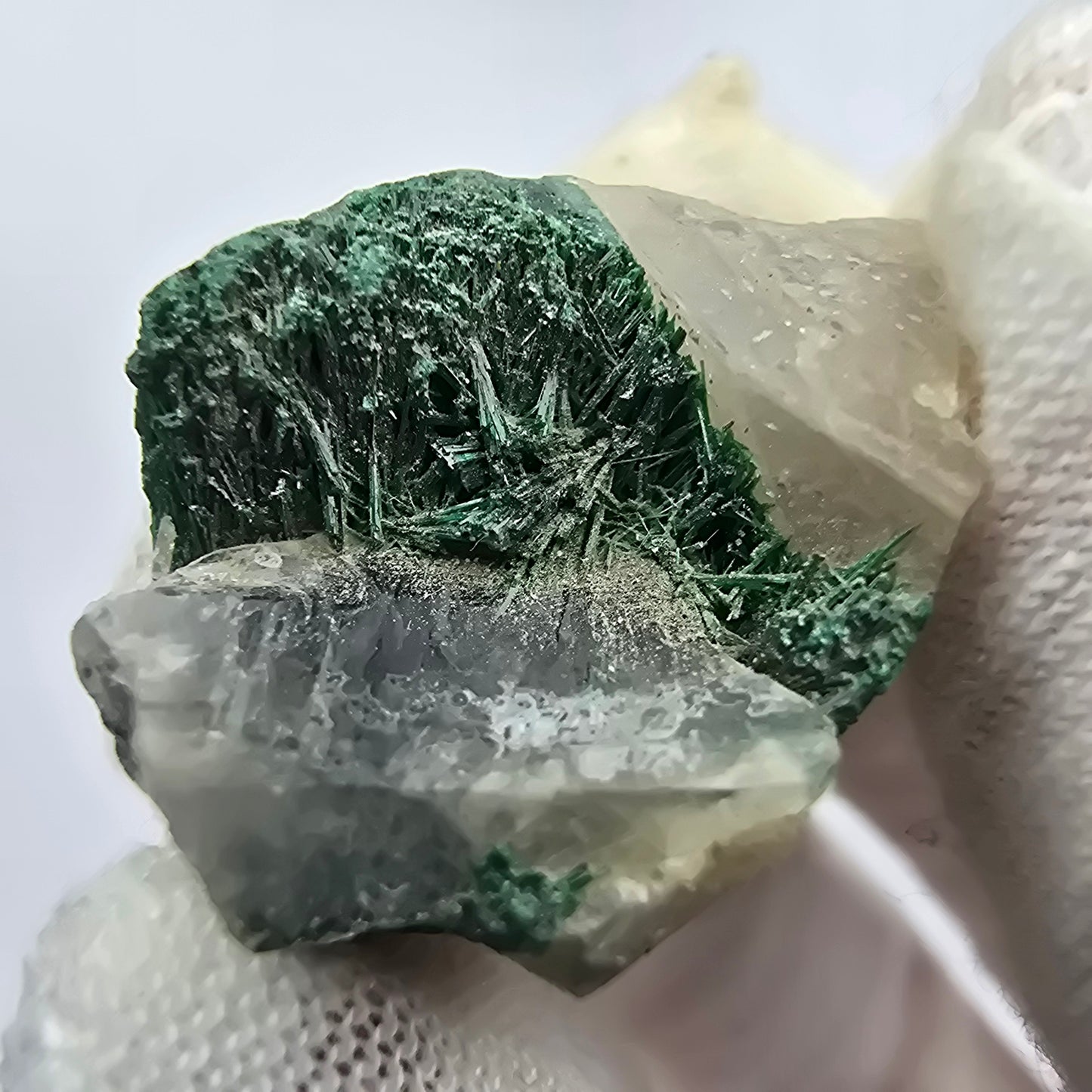 Rare Malachite on Quartz Specimen Kaokoveld, Namibia 26*19*13mm Collection