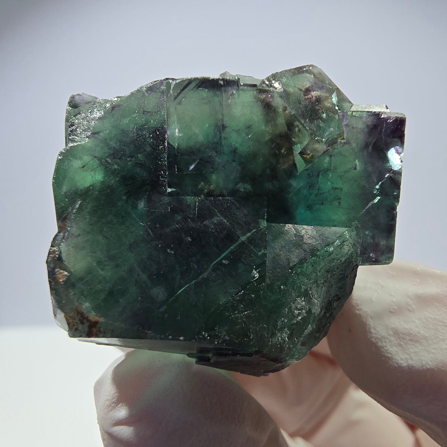 Spécimen de cube de fluorite fantôme parqueté vert violet Okorusu, Namibie 31*28*24mm